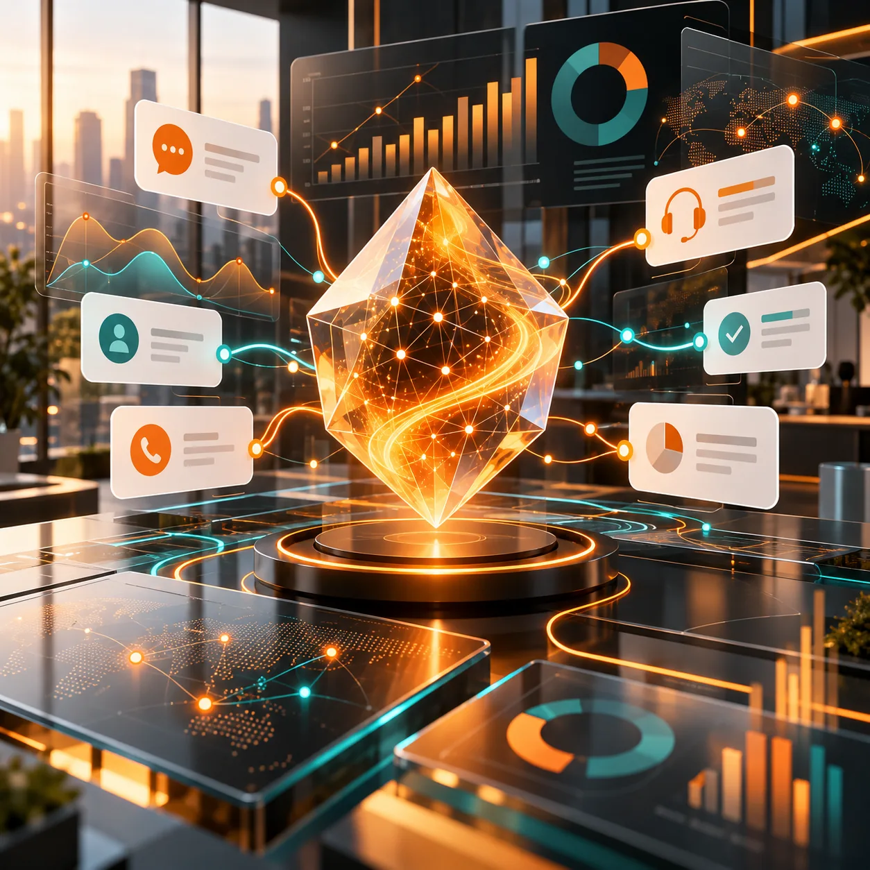 AI customer support agent for data analytics companies in a modern analytics studio