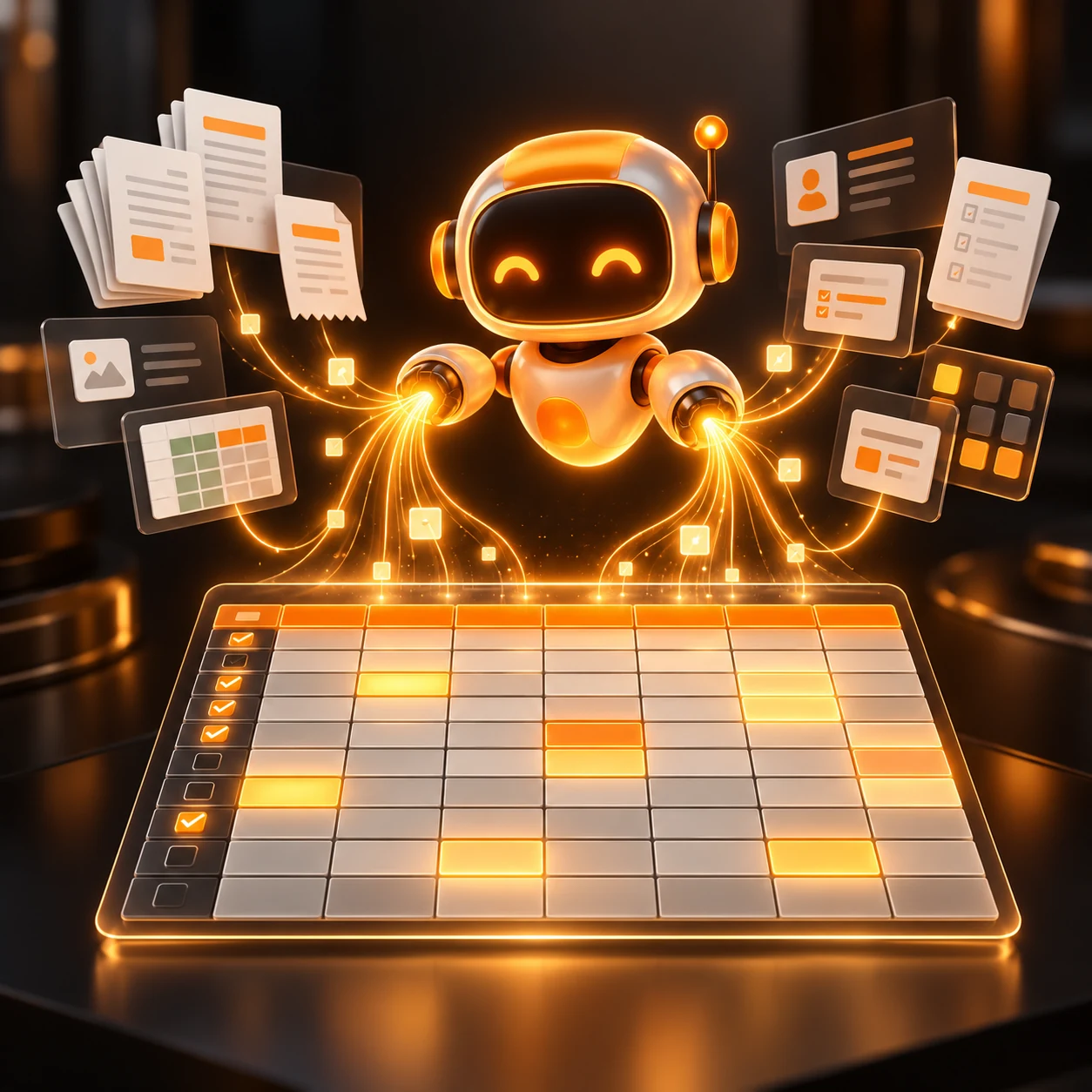 Orange AI data entry assistant converting documents and forms into validated spreadsheet cells